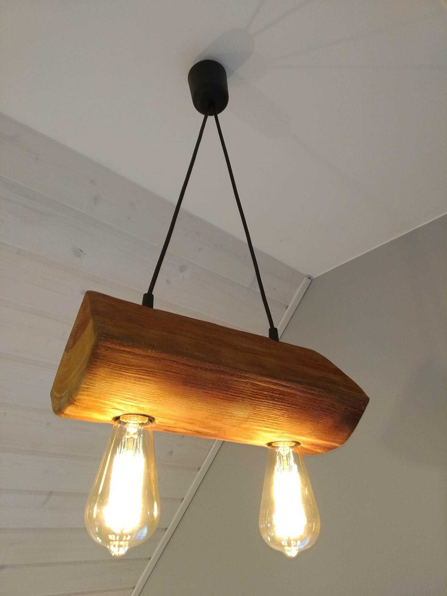 Lampa wisząca drewniana, rustykalna, loftowa. Rękodzieło, loft