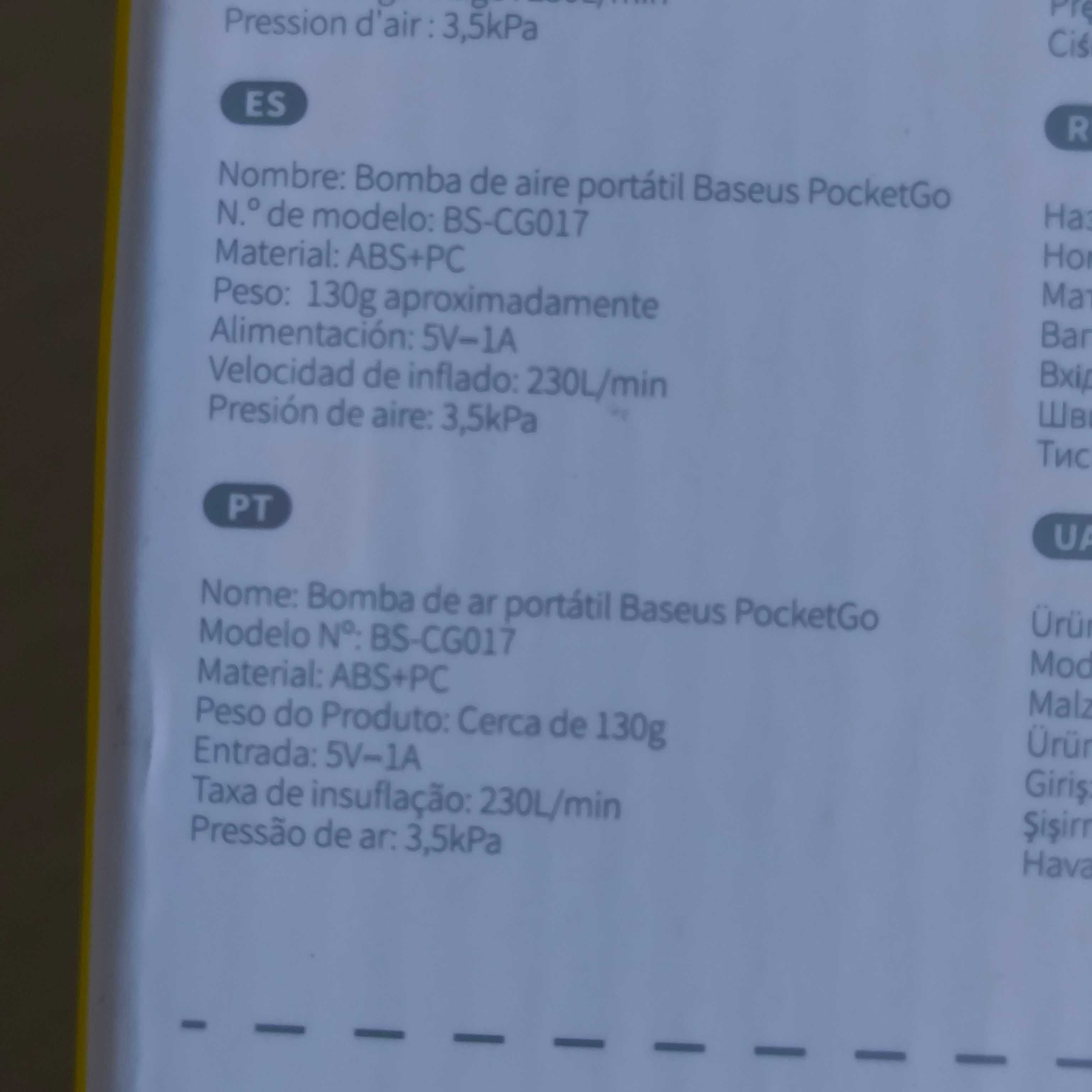 Bomba De Ar Sem Fio, Compressor De Ar 2 em 1 Baseus