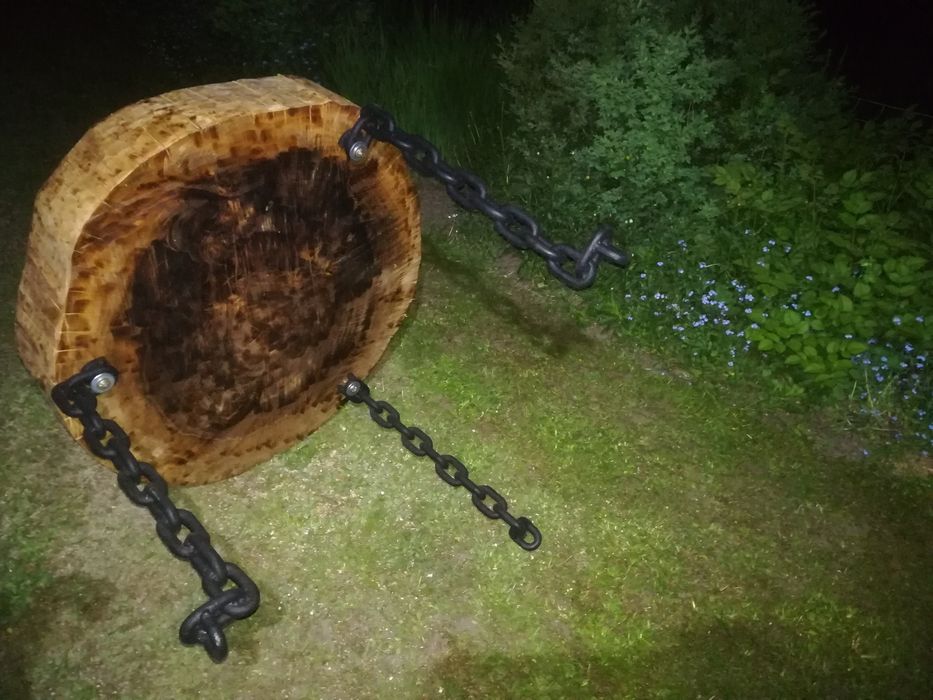 Stolik z plastra drzewa duży masywny+nogi łańcuch