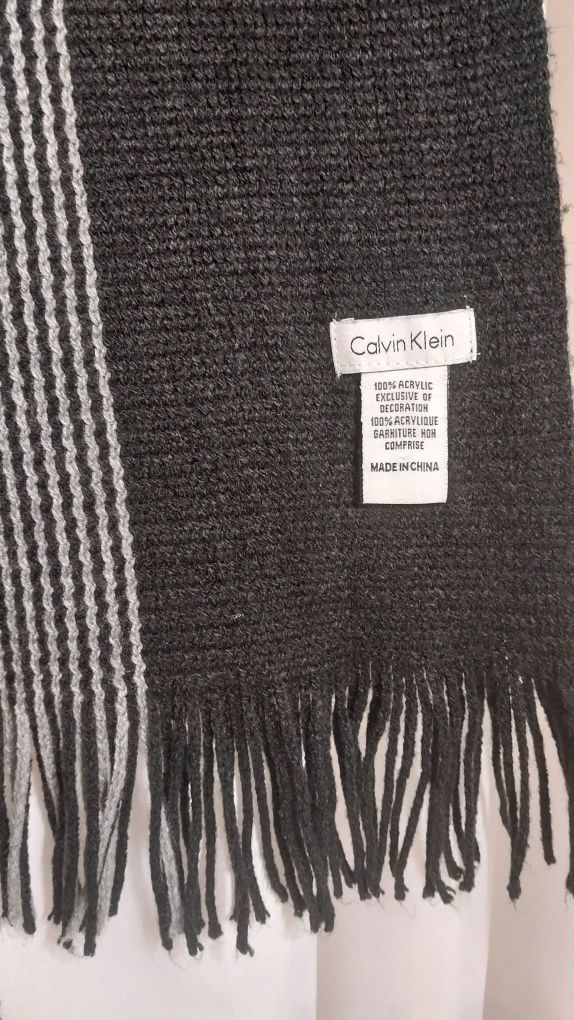 USA Шарф Calvin Klein Черный Серый Мужской Женский Шаль Платок Шарфик