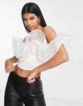 Asos Design 38 M Biały Top Elegancki R12712