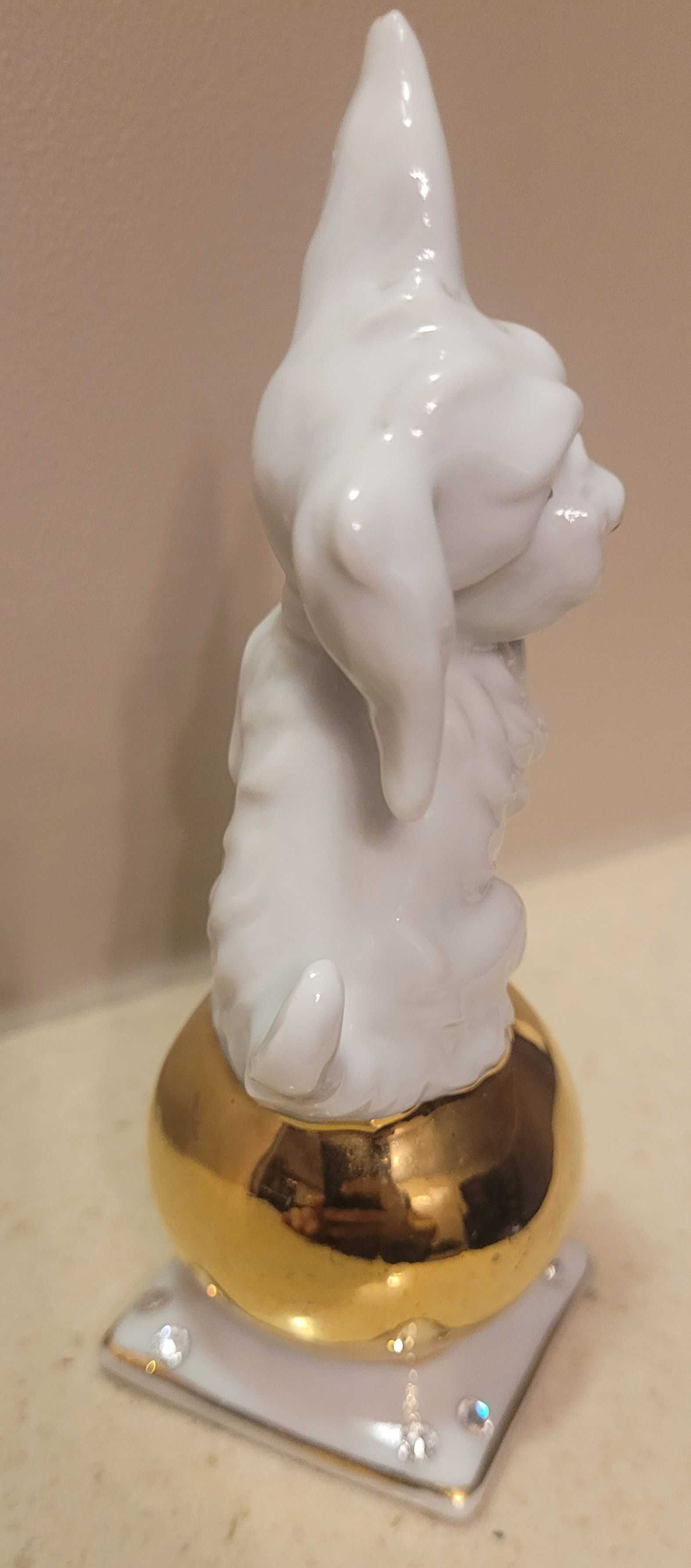Figurka z porcelany - Piesek - złoto - Swarovski