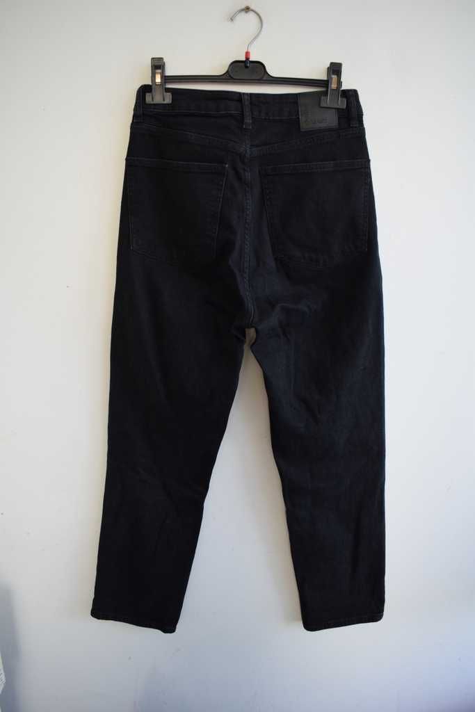 never denim spodnie jeansy wysoki stan czarne 28 / 32 s m proste
