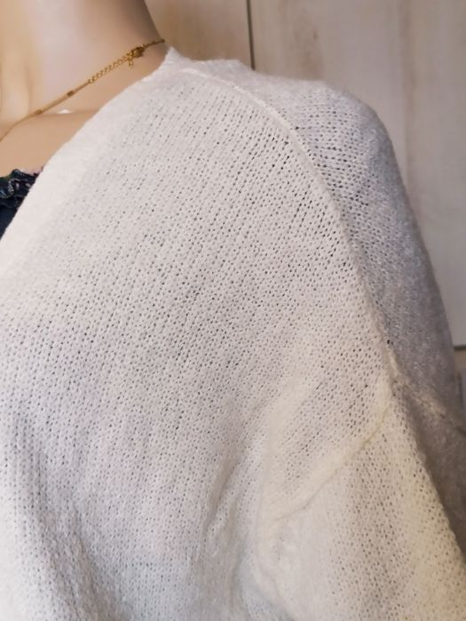 Sg Ciepły kremowy kardigan 44 , 46 XXL śmietankowy ciepły sweter narzu