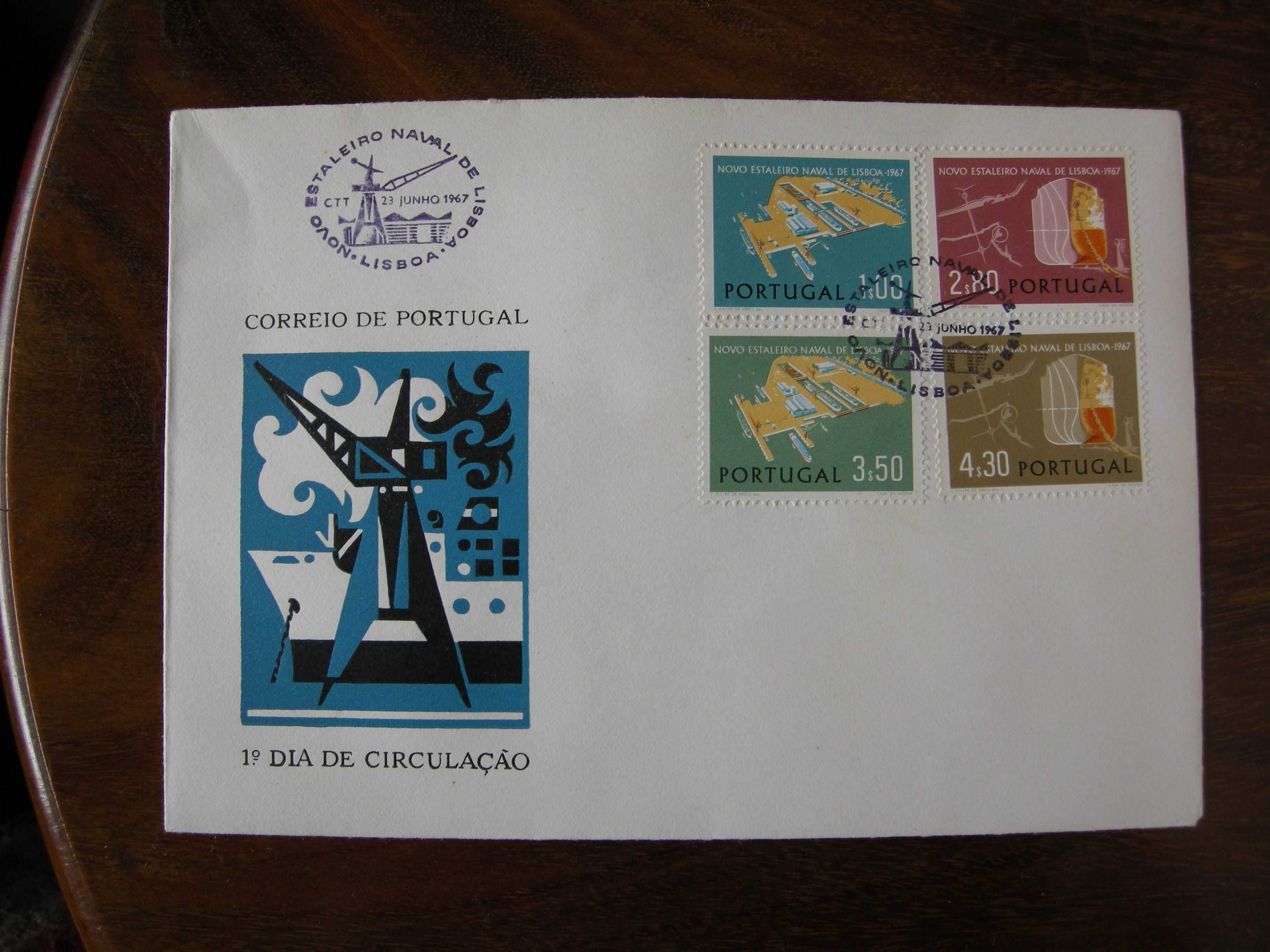 Filatelia selos 1967 inauguração estaleiro naval lisnave