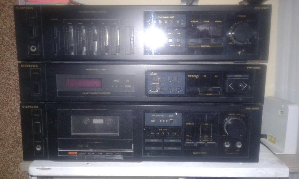 Stara Wieża SIEMENS 3 Segmenty Kaseta Wzmacniacz Radio Tuner HiFi PRL