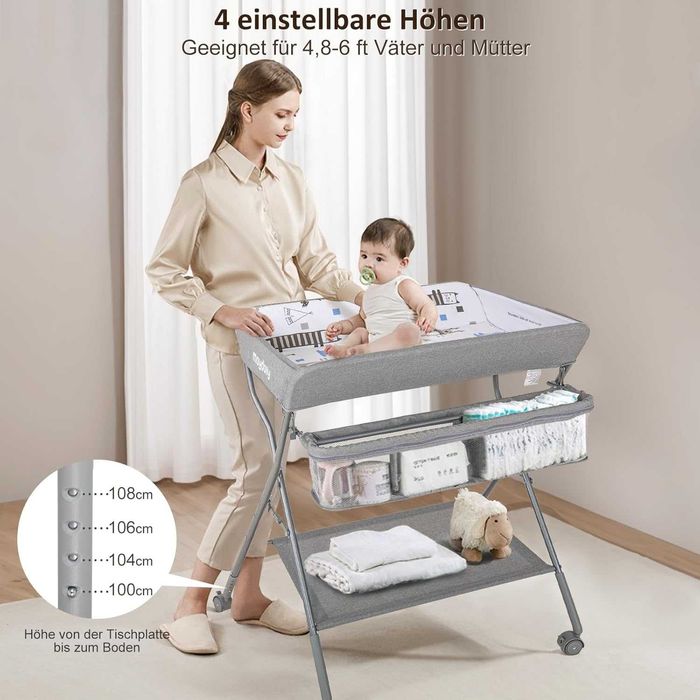 Maydolly Przenośny, składany przewijak na kółkach 80x63x105cm szary