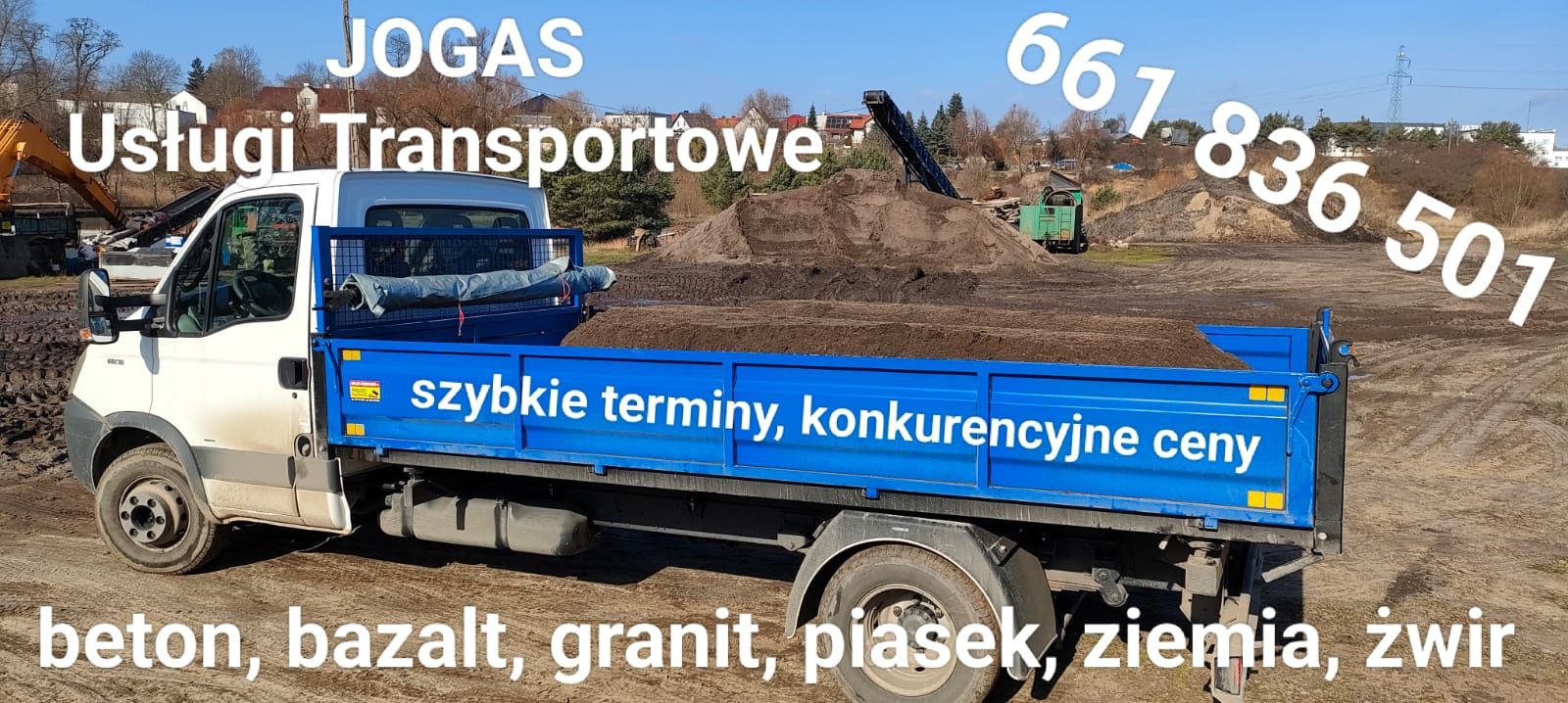 Piasek, piasek do piaskownicy, żwir, pospółka, transport