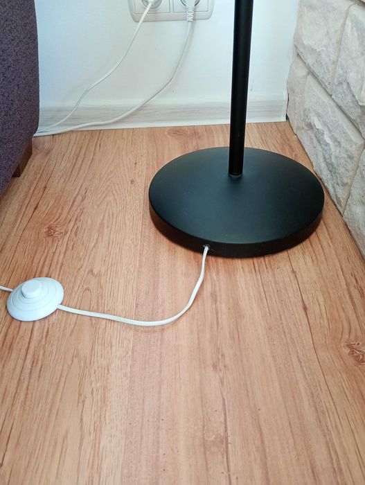 Stylowa Lampa podłogowa 188 cm wsoka do salonu stojąca czarny mat