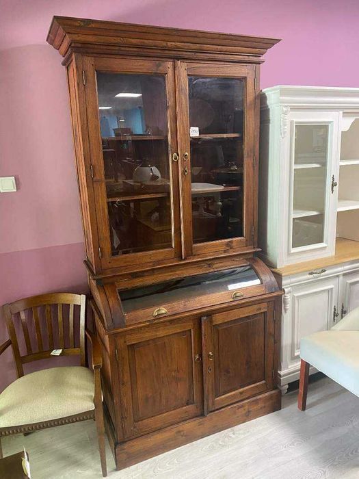 Piękny kredens drewniany tekowy z roletą lity teak kolonialny FV DOWÓZ