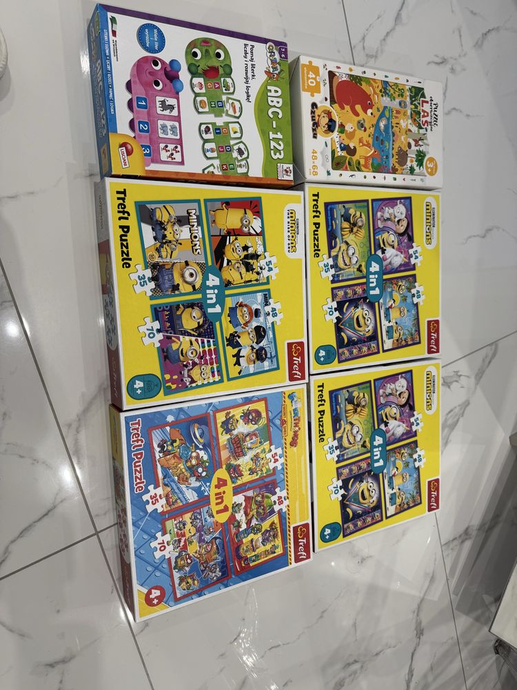 6 sztuk puzzli 3,4 lata jak nowe