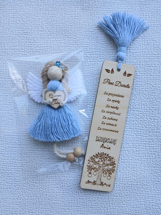 Upominek na dzień nauczyciela aniołek magnes i zakładka do książki