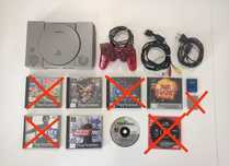 PlayStation 1 + Comando Duo Shock Plus +  jogos + C. de Memória
