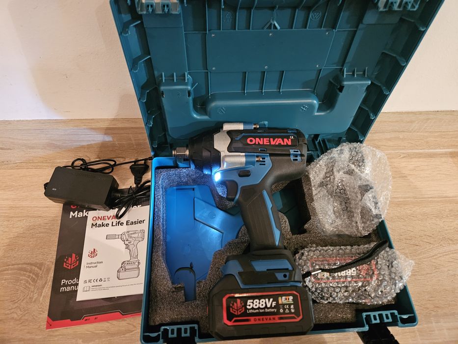 Nowy klucz udarowy ONEVAN 1800Nm dwie baterie walizka ładowarka