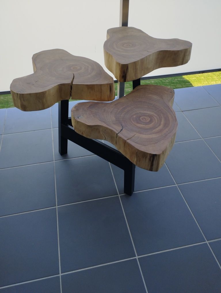 Wyjątkowy stolik kawowy industrialny z litego drewna loft.