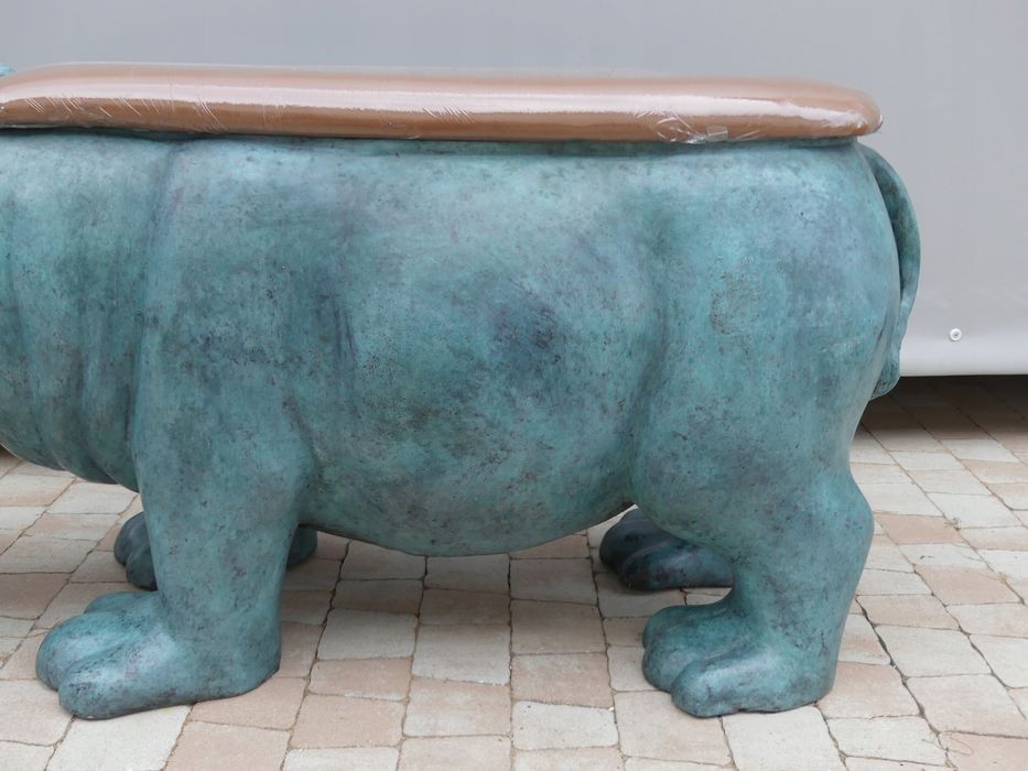HIPOPOTAM-ławka z brązu DUŻA siedzisko fIGURA