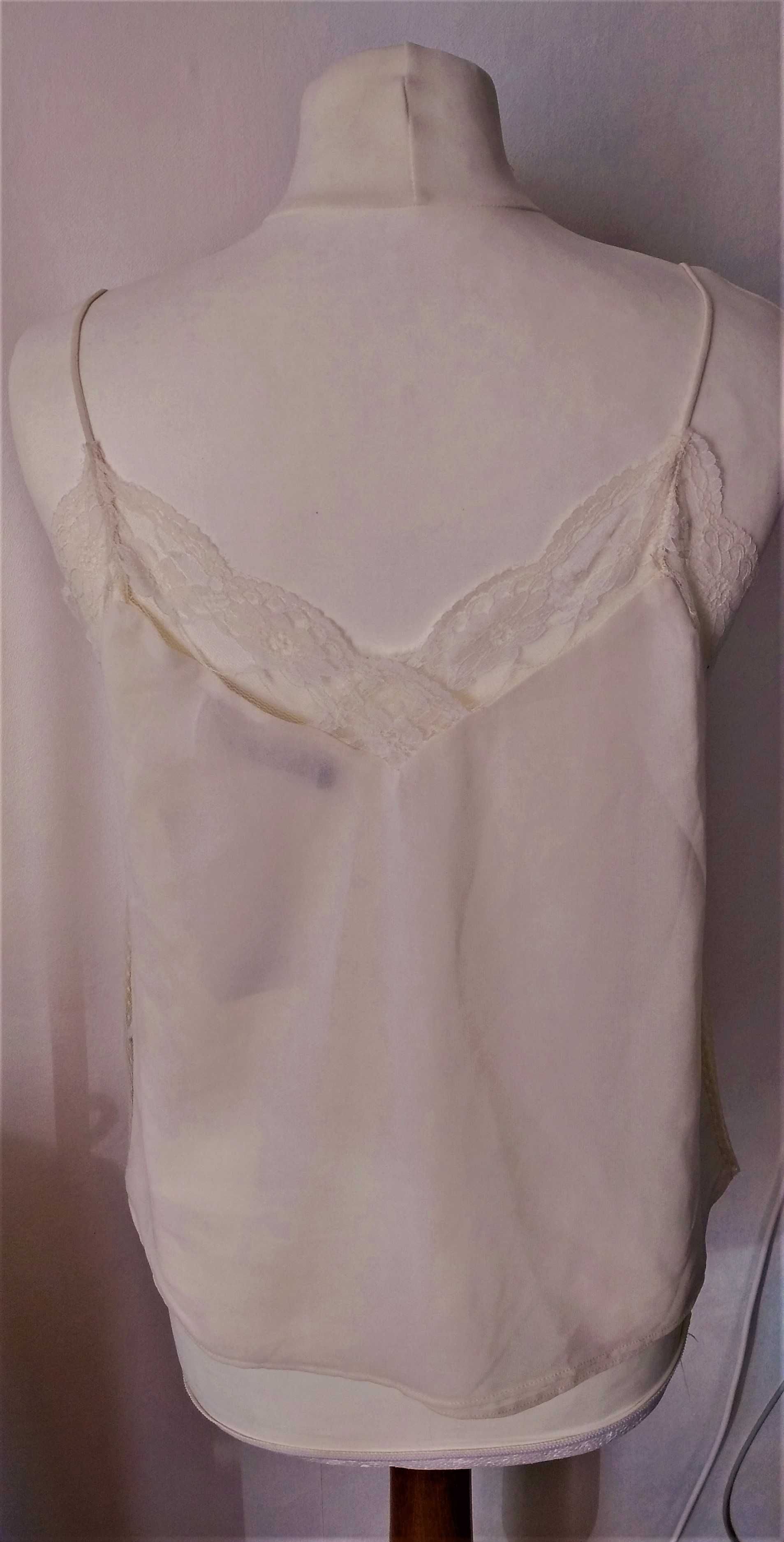 ZARA BASIC - NOWY top na ramiączkach, koronka - M