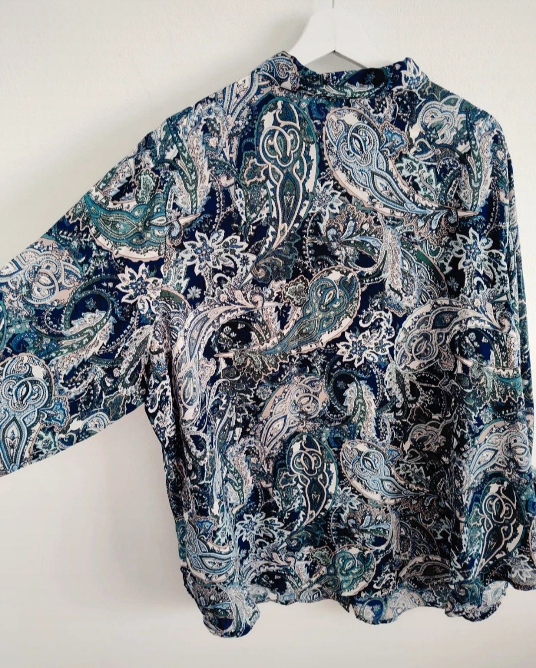Koszula damska wzorzysta paisley niebieska luźna oversize długa 2xl