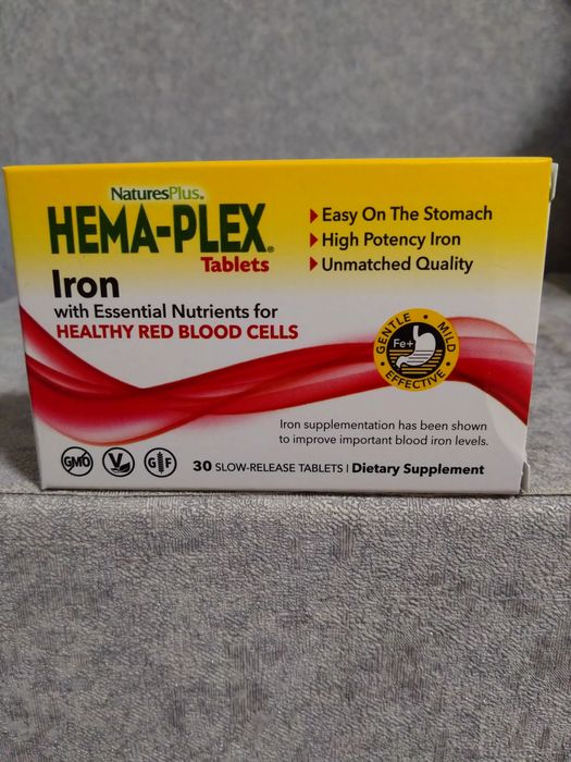 Залізо, iron, iherb,Natures Plus, Hema-Plex