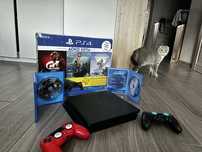 PlayStation 4 Slim 1Tb, 2 джойстика + 3 гри