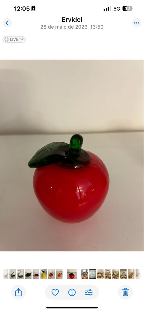 Conjunto de frutos em vidro