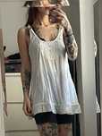 Top branco rendilhado s