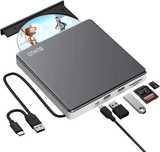 BUNUD Зовнішній привод CD/DVD, USB 3.0 і Type C. Портативна