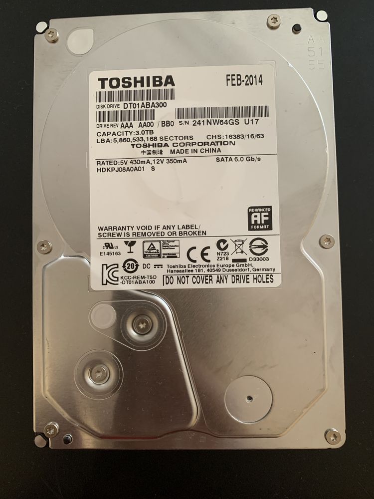 Disco rígido para desktop 3TB SATA Toshiba modelo DT01ABA300