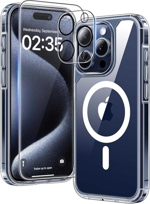 Tauri etui magsafe do iPhone 15 Pro Max 2x Szkło aparat 2x szkło