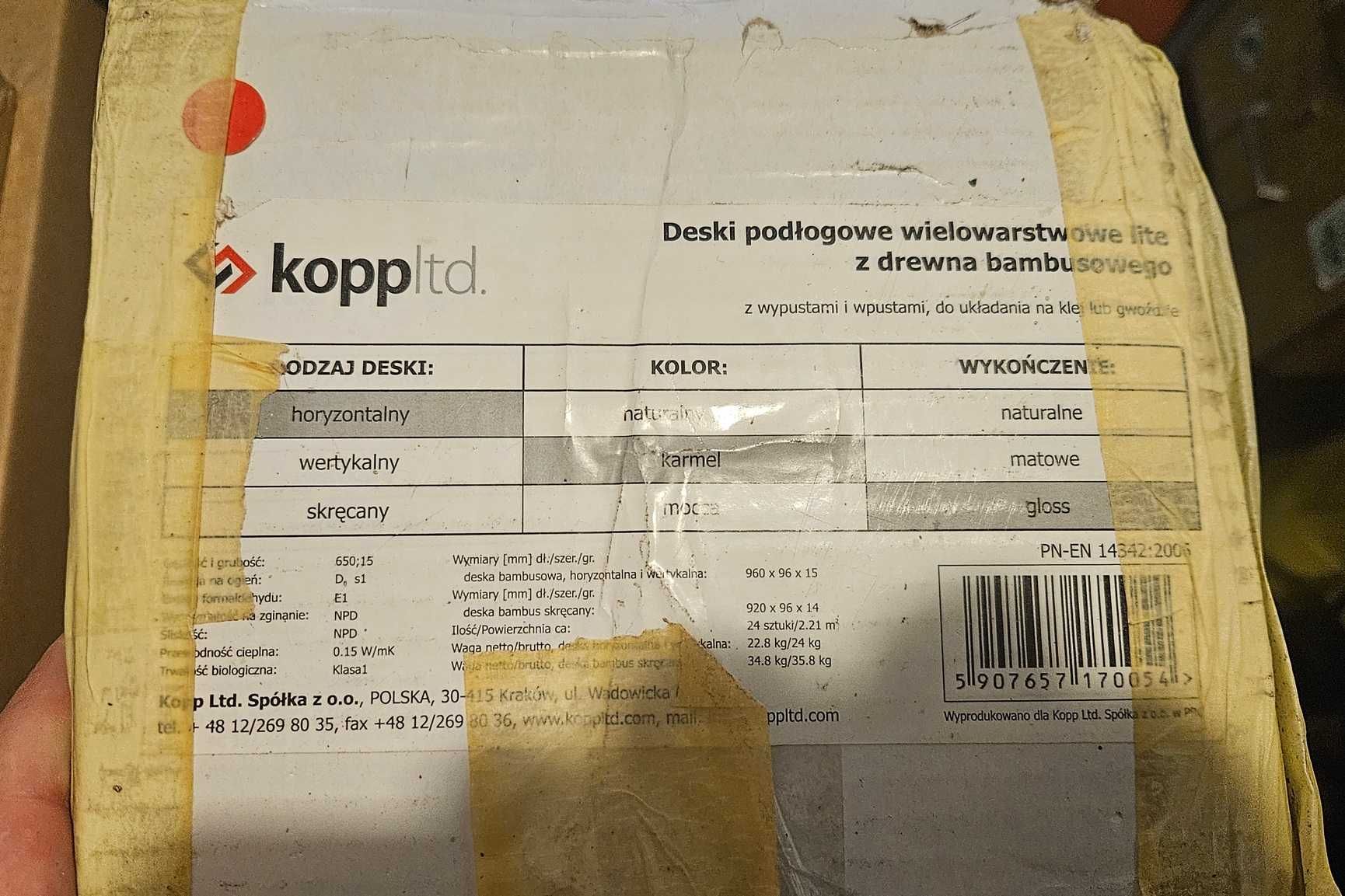 parkiet bambusowy - ok. 27m2, cena za metr2