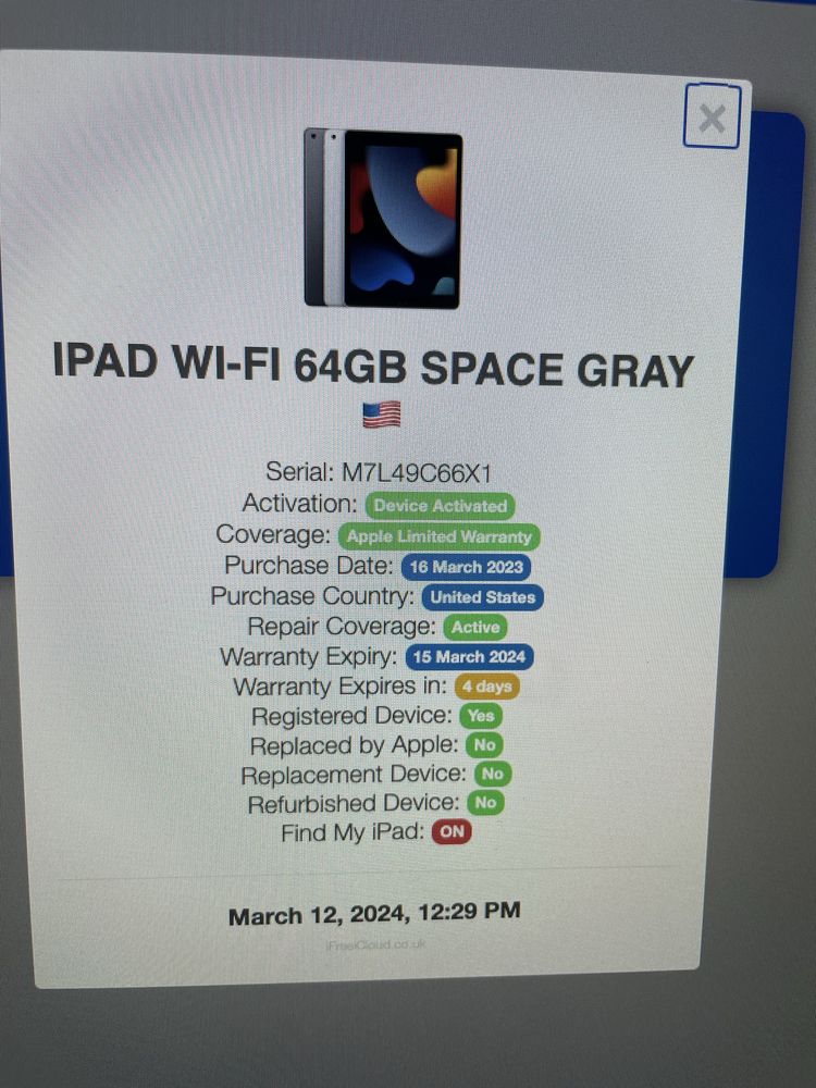 Apple iPad 9 экран 10.2  64gb icloud идеал