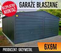 GrzywStal - Garaż Blaszany 6x6 - CZARNY - blaszak, garaże blaszane,