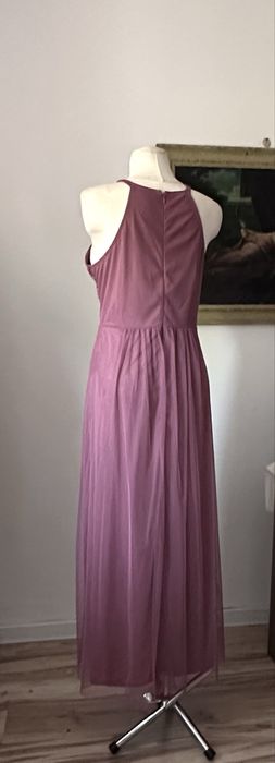 Sukienka maxi zdobiona tiul wesele wieczorowa r 46