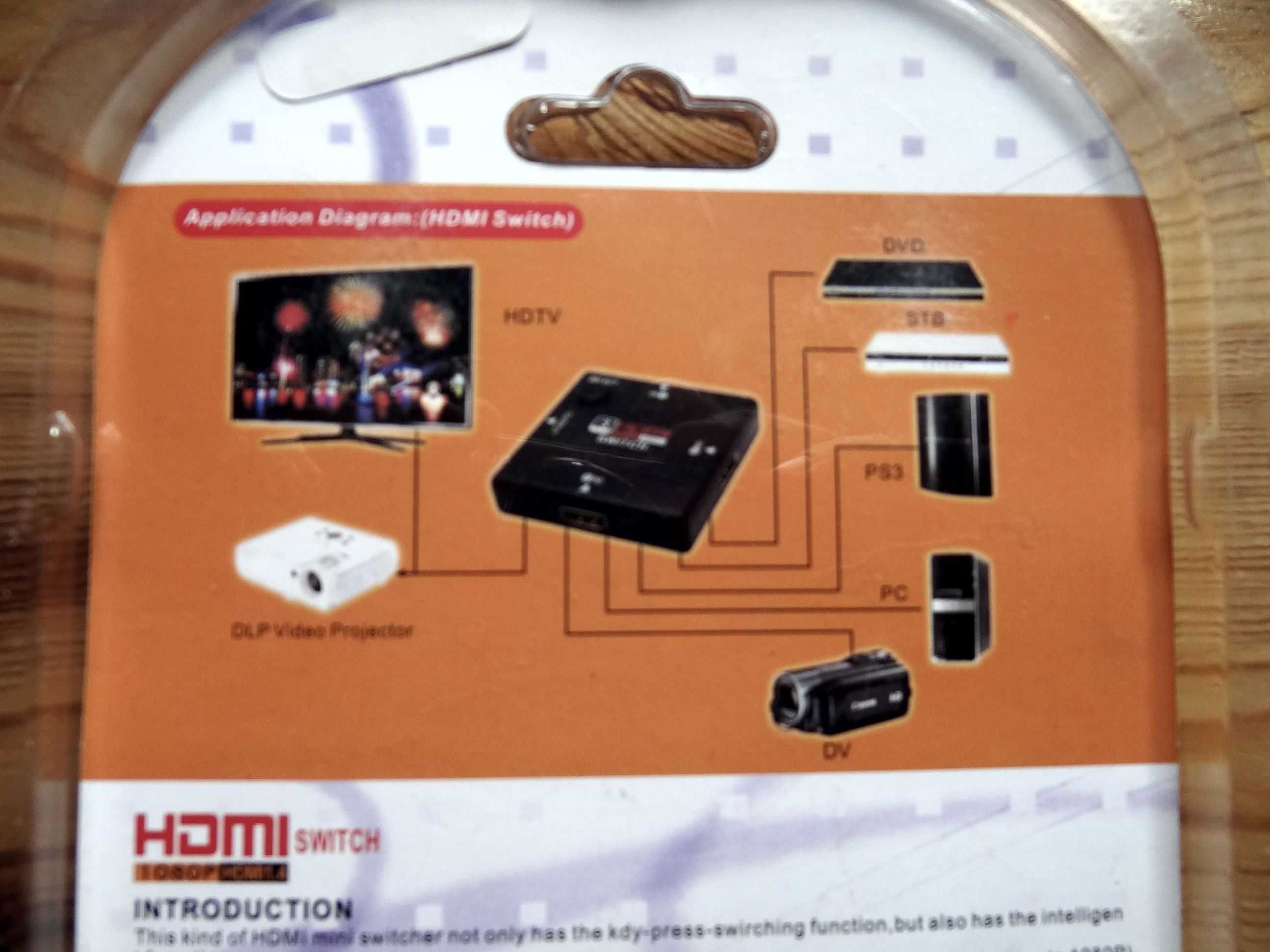 Rozdzielacz - Switch HDMI na 3 porty, 1080P, nowy
