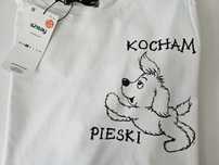 Koszulka T-shirt crop top bluzka custom piesek S Sinsay