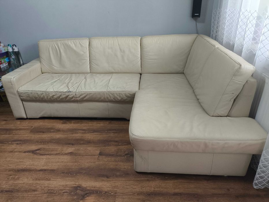 narożnik skórzany ecru