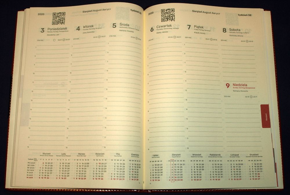 Kalendarz 2020 jako notatnik, terminarz 2020, A4, kolor brązowy