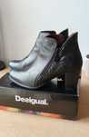 Czarne botki na słupku Desigual 41 skóra leather buty damskie