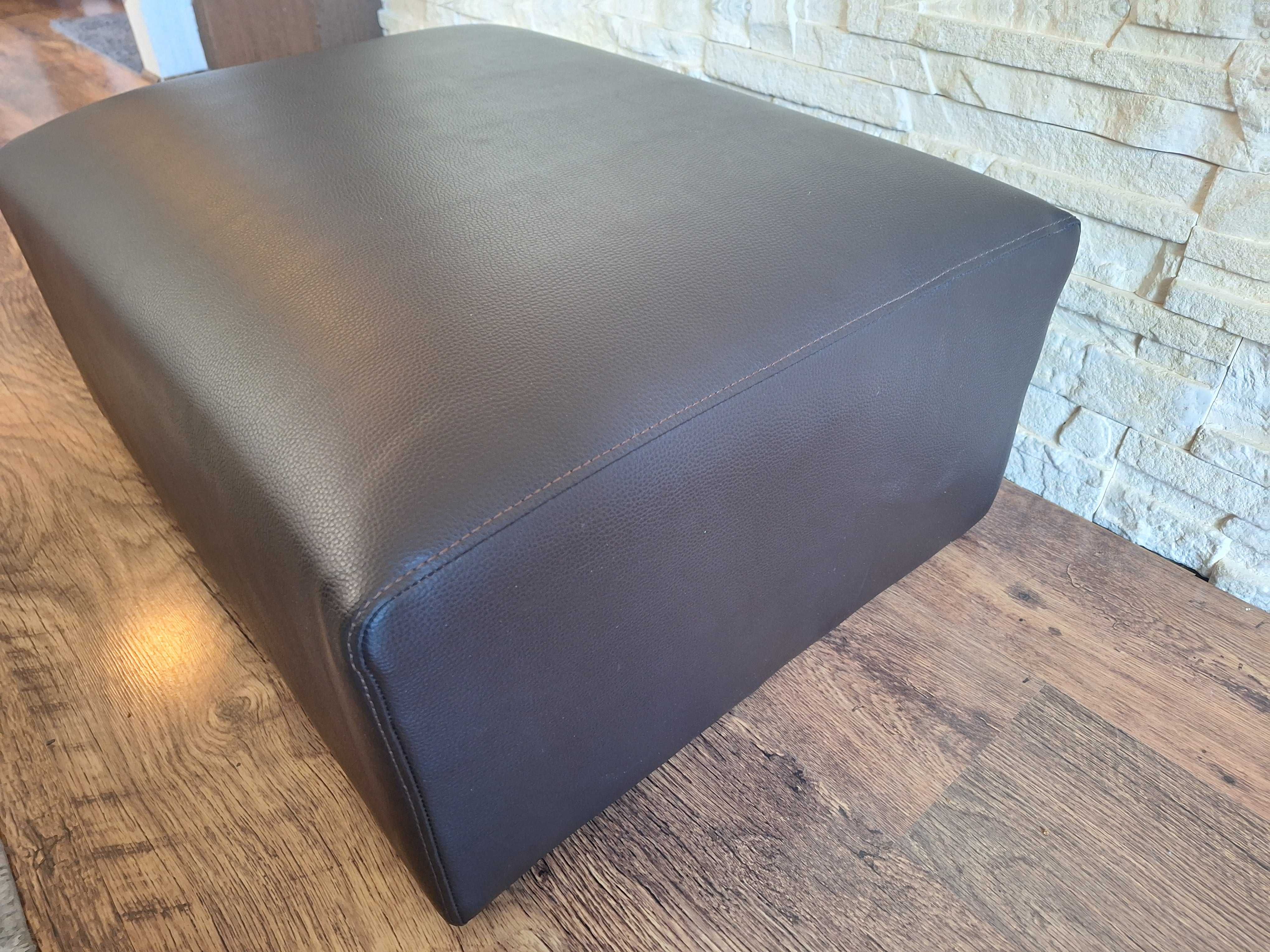 Dwie duże pufy brązowa ekoskóra 71cm x 58cm x 35cm