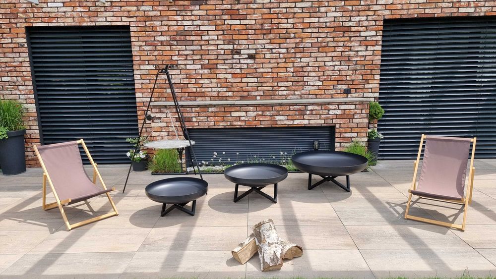 Solidne Duże  Palenisko ogrodowe Głębokie Czarne 100 cm Stalowe 3 mm