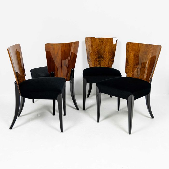 Krzesła H-214 J. Halabala Lata 50 Komplet Krzeseł Modernizm / Art Deco