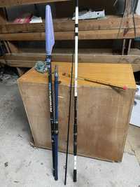 Vendo conjunto 3 canas de pesca + carretos