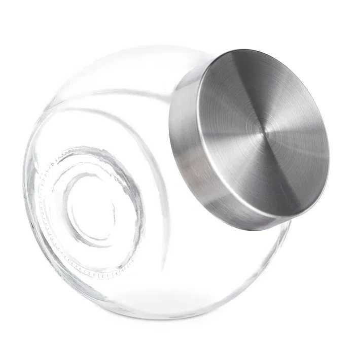 Relaxdays zestaw 4 szklanych pojemników 1,5 l z pokrywkami stalowymi