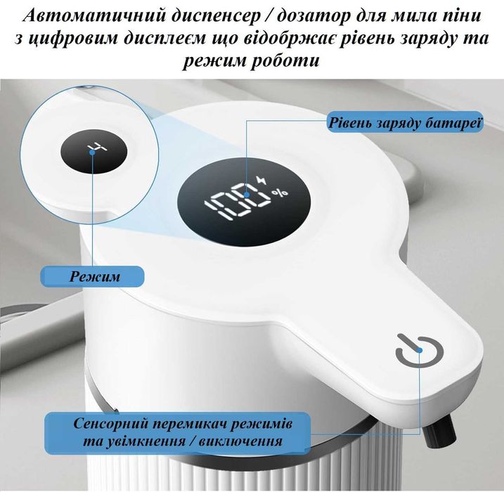 Диспенсер дозатор для мила піни сенсорний автоматичний 420 мл