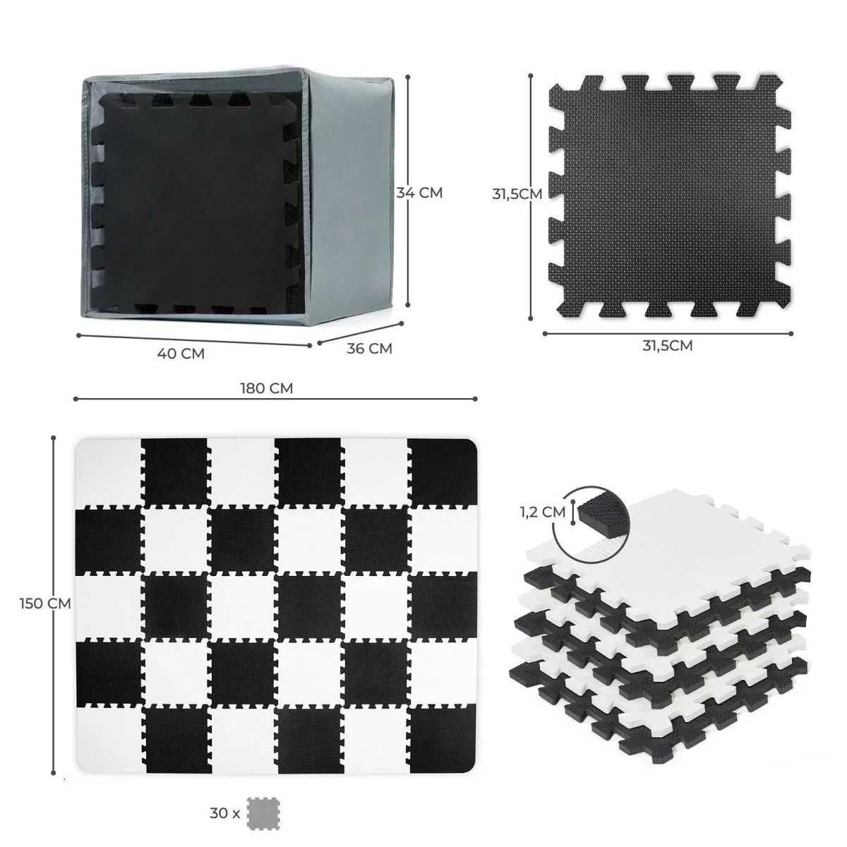 Nowe puzzle podłogowe dla dziecka 30szt BLACK Mata piankowa HIT