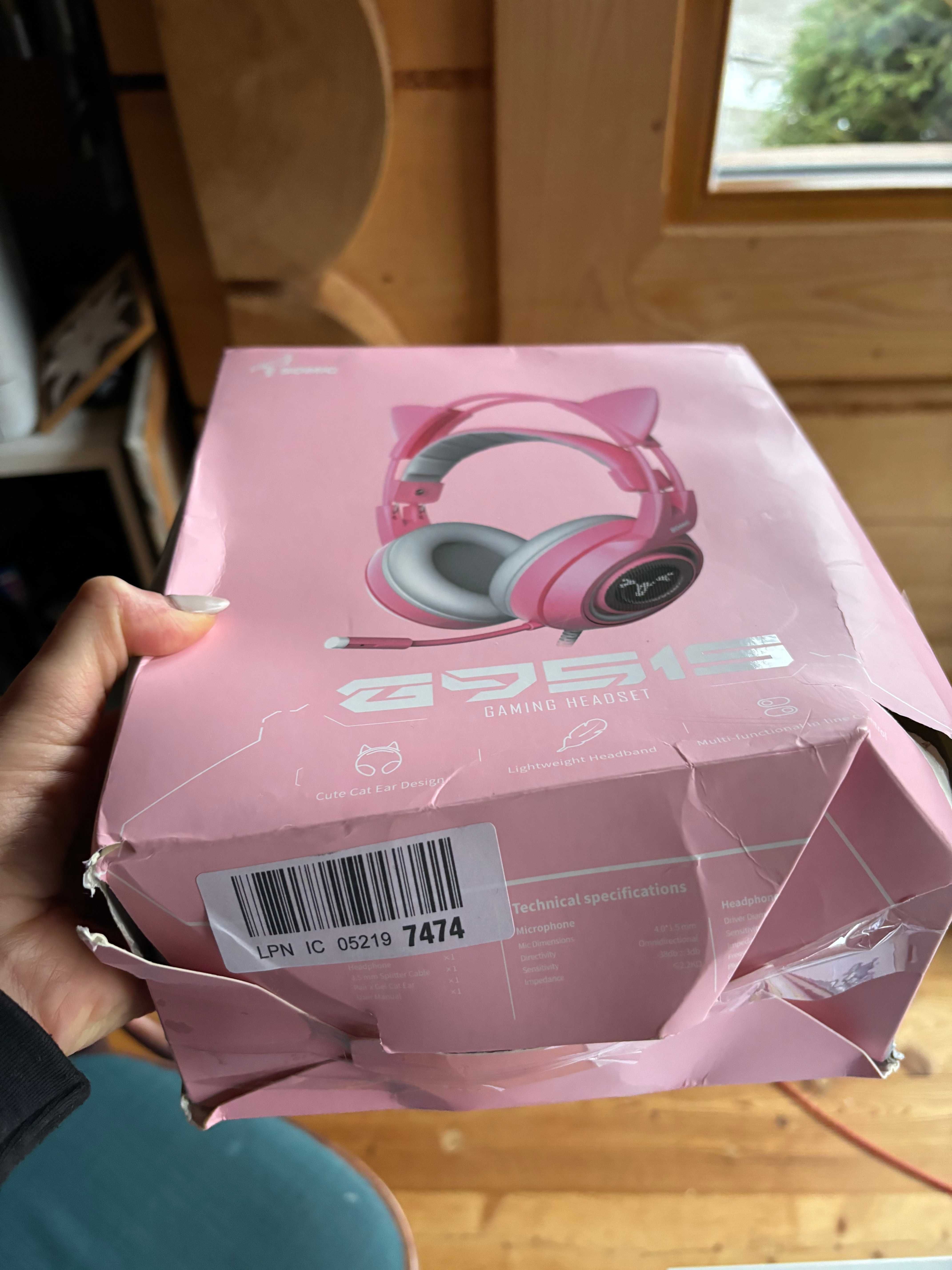 Somic G951S Słuchawki gamingowe przewodowe różowe z uszami