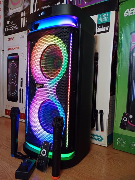 Блютуз караоке акустика Temeisheng-38D(SD,USB,FM)пультДУ, 2микрофона