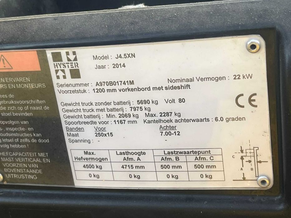 Wózek widłowy - KONTENEROWY - HYSTER J4.5XN - elektryk - TRIPLEX