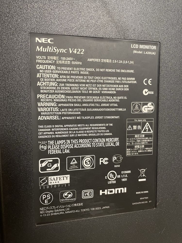 Telewizor , monitor 42cale NEC