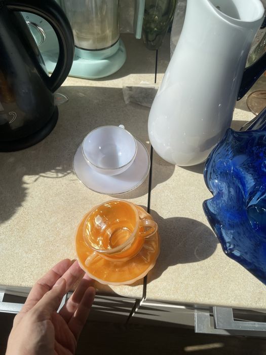 Опаловое стекло, сервиз, кофейная пара